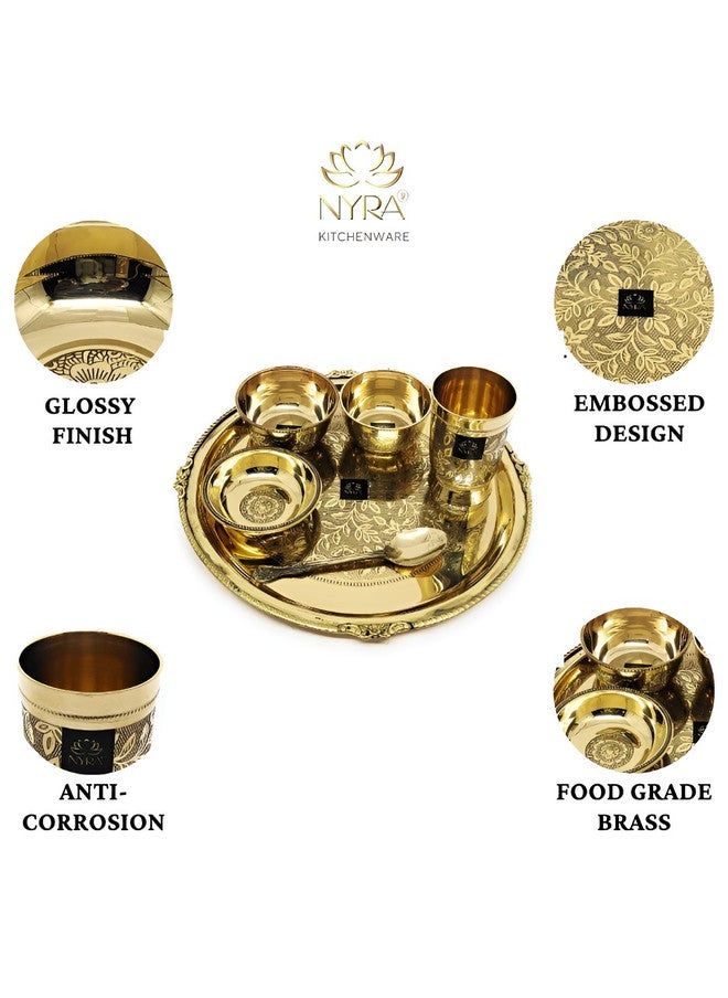 Nyra Kitchenware Traditional Bronze Floral Brass Dishwasher Safe 6 Piece Dinner Set - Image 2